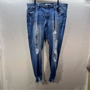 KanCan Distressed Trashed Jegging Womens XL Blue Denim Stretch Cute Comfy 2863
